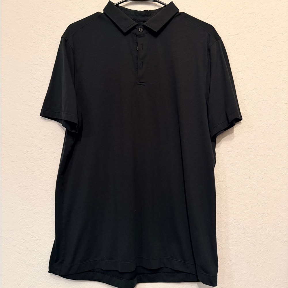Lululemon Men's Black Evolution Polo Shirt - Slim Fit Short Sleeve